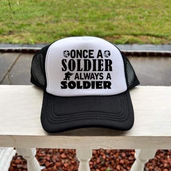 Handmade Other - Once A Soldier Always A Soldier Black Men's Trucker Hat